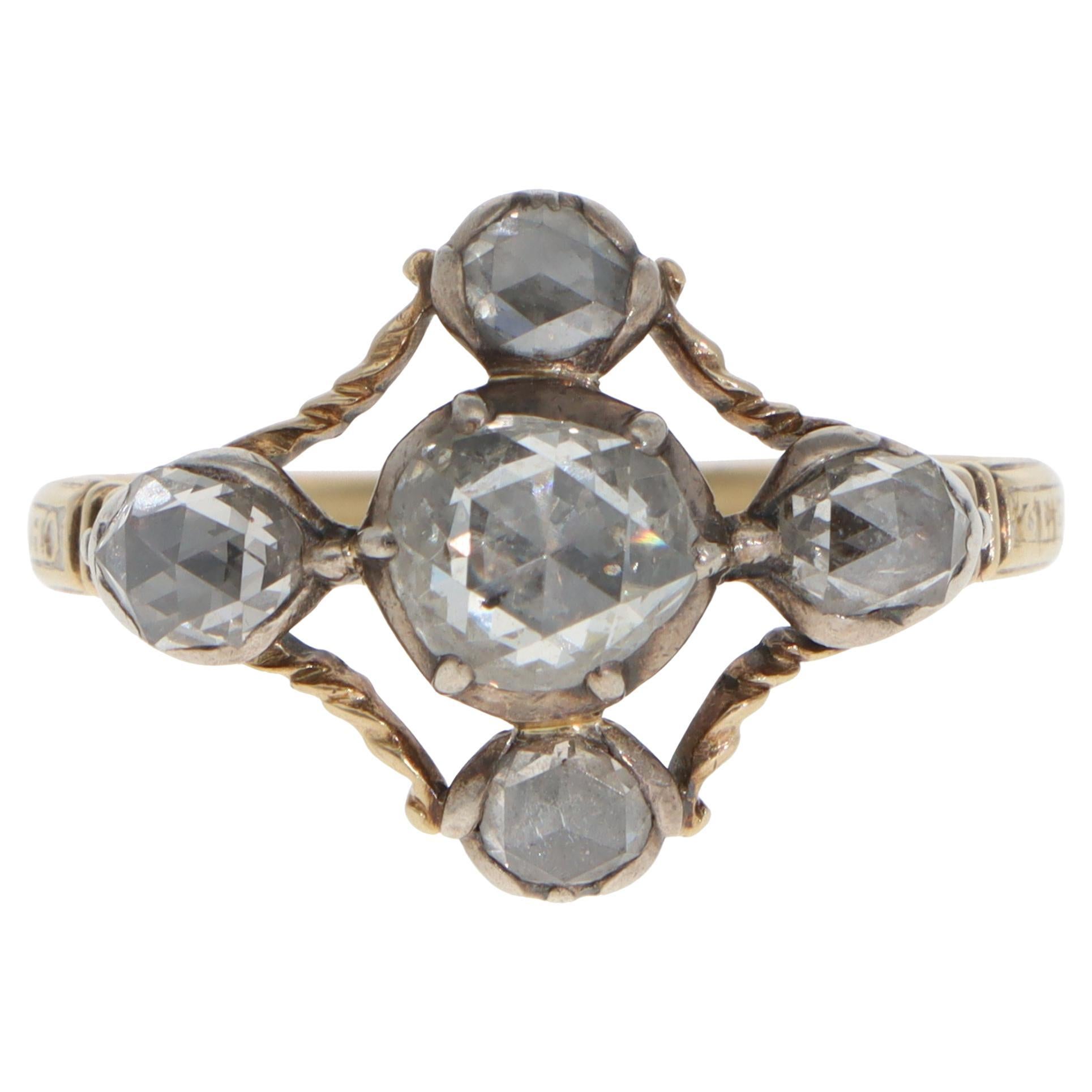Vintage 19 Century Georgian Rose Cut Diamond Cruciform Ring