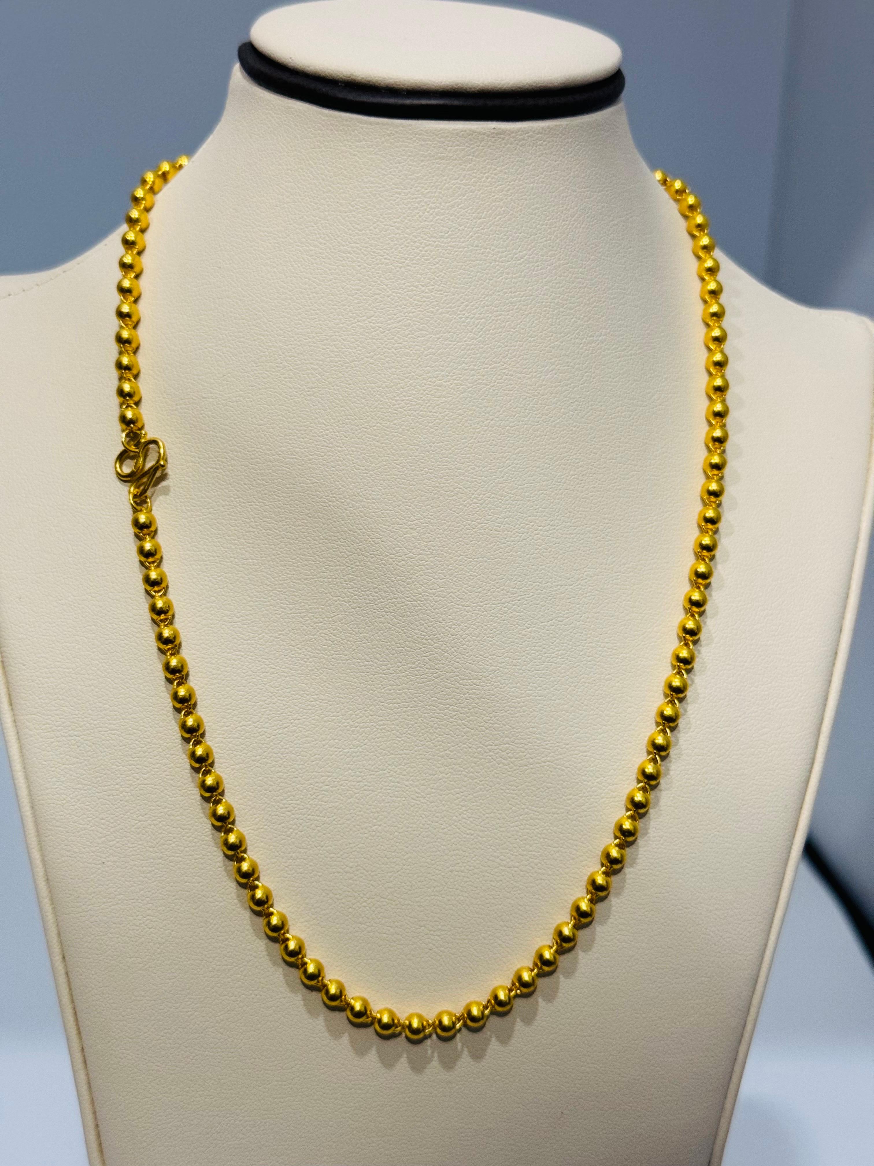 Vintage 19 Gm Pure 24 Karat Yellow Gold Handmade Ball Chain 17 inch ...