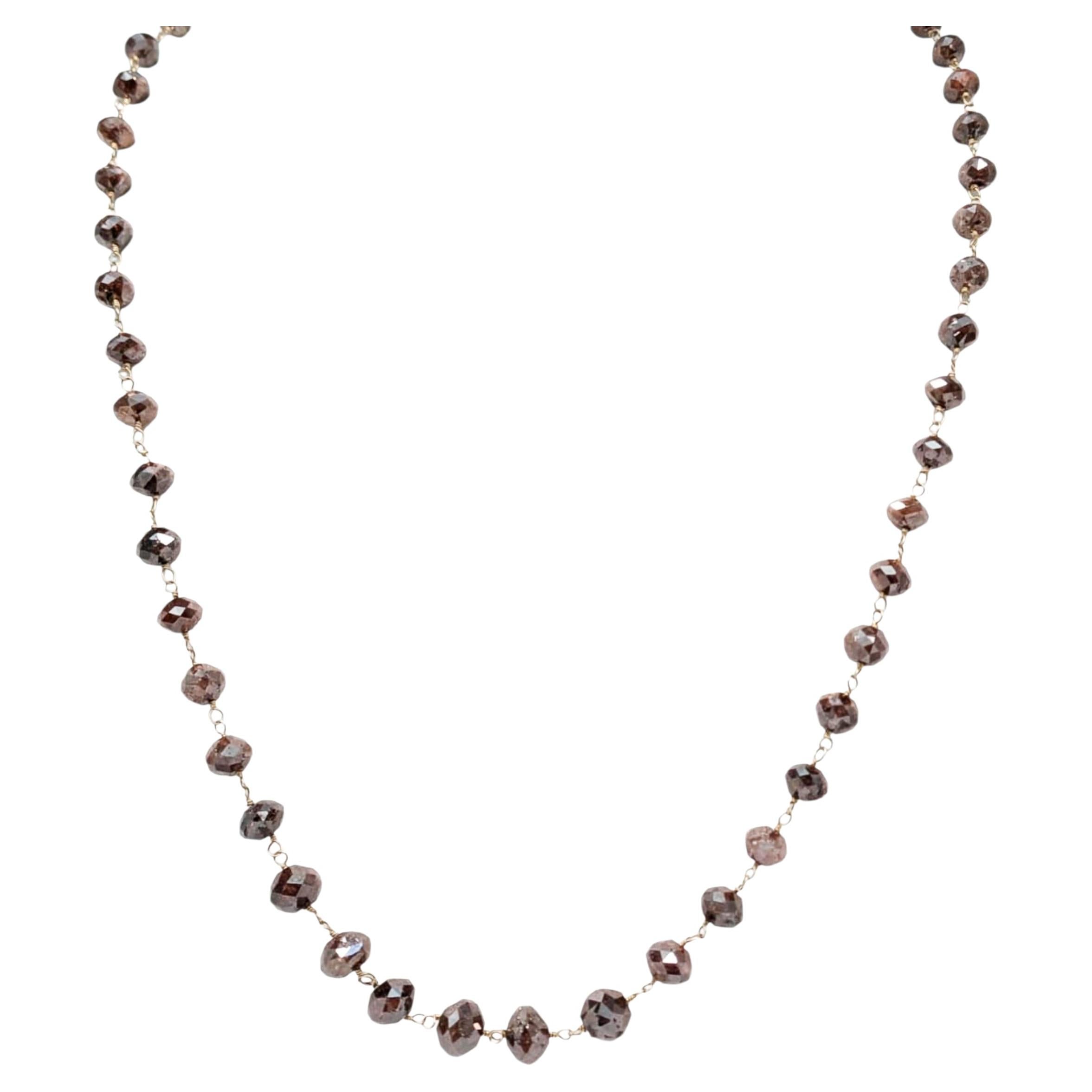 Vintage 19" Natural Brown Diamond (60.00ct) Necklace in 14K Yellow Gold