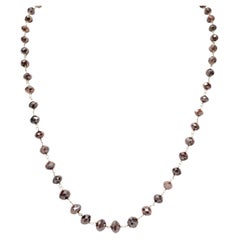 Collier vintage de 19 pouces avec un diamant brun naturel (60,00 ct) en or jaune 14 carats