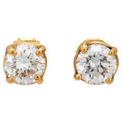 Vintage 1.90 carat diamond 14k yellow gold stud earrings
