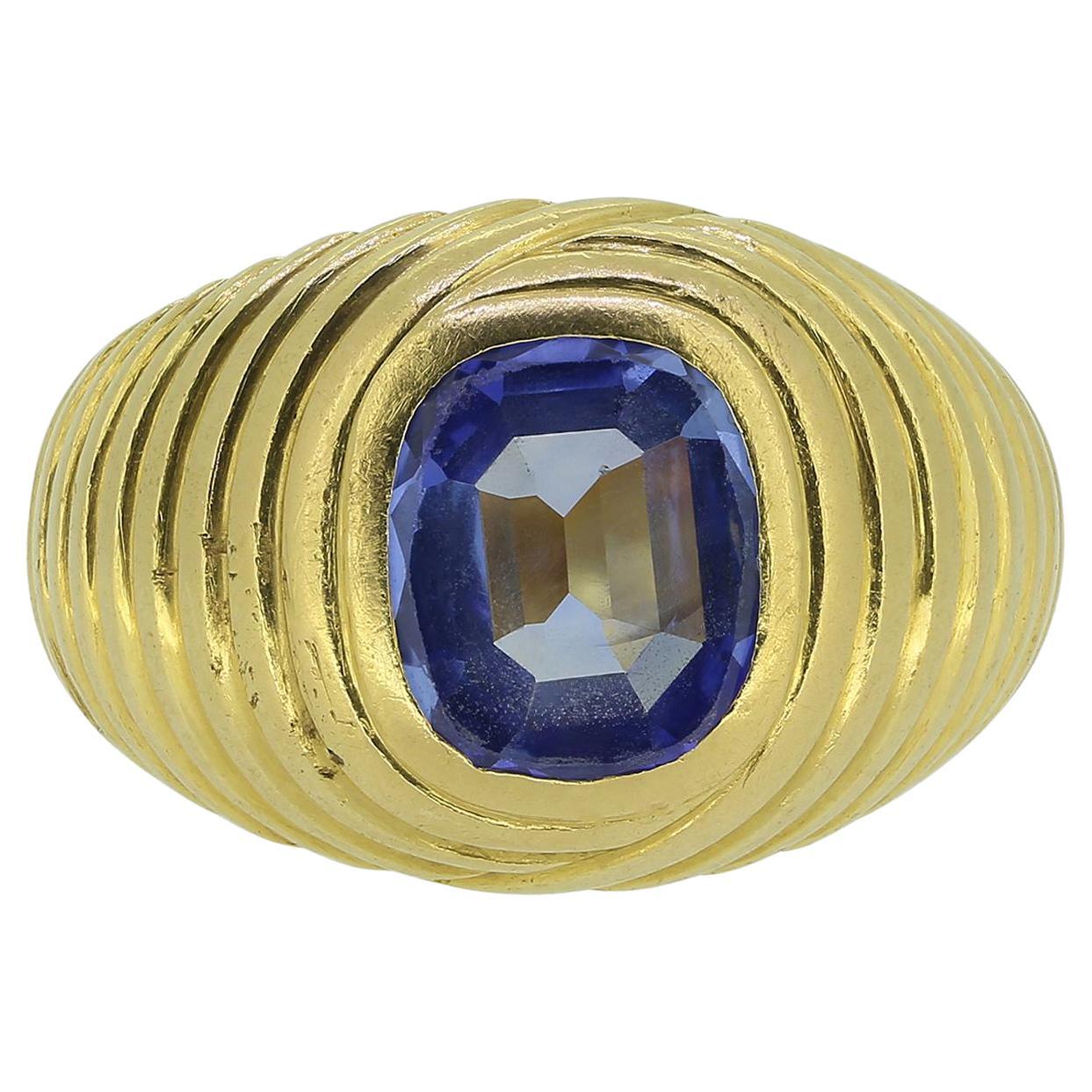 Anello vintage con zaffiro Single Stone da 1,90 carati