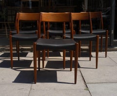 Vintage 1960s Danish Teak & Leather Model 175 Dining Chairs by Mogens Kold