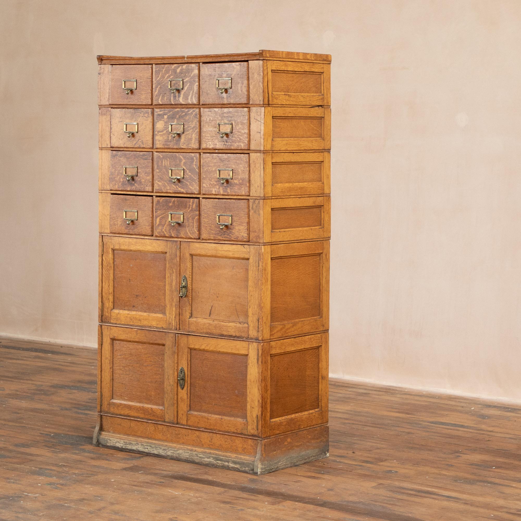 Vintage 1900's oak filling cabinet, haberdashery, apothecary drawers For Sale 8