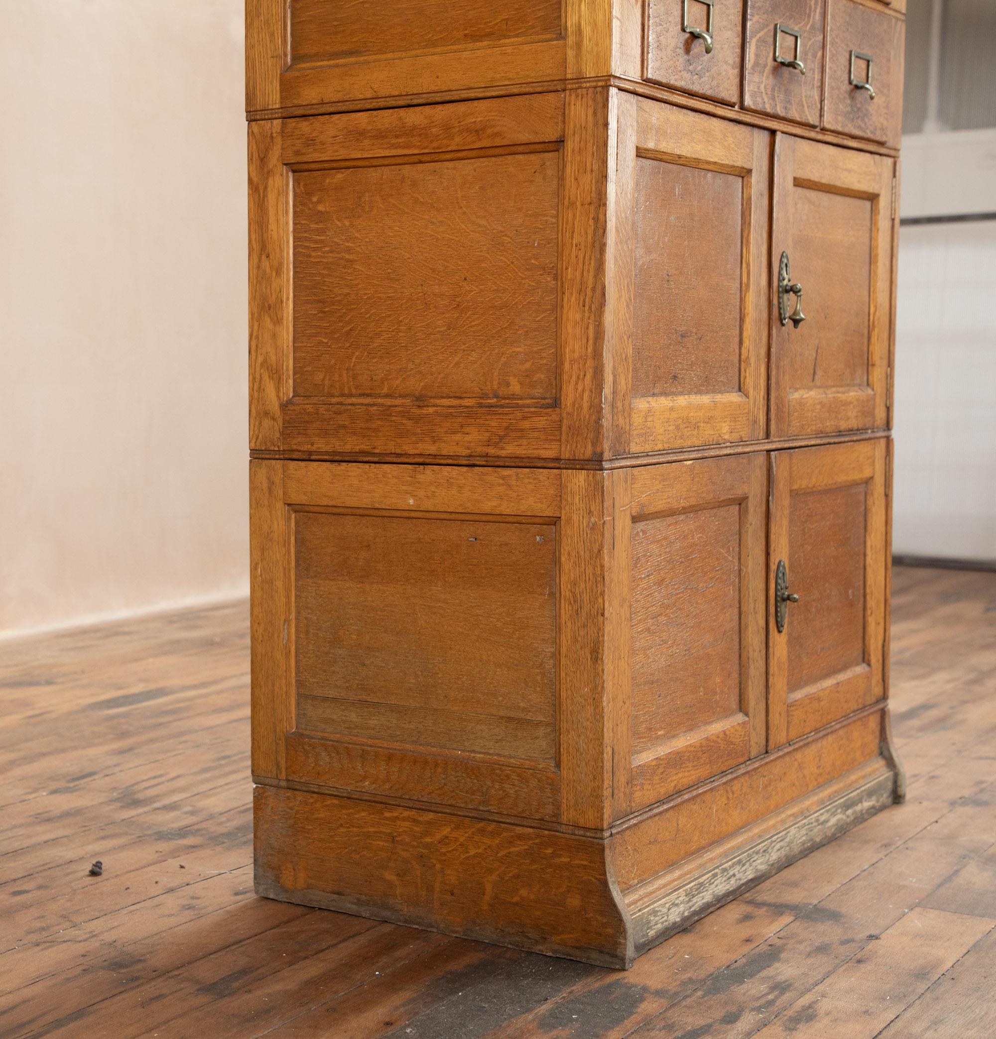 Vintage 1900's oak filling cabinet, haberdashery, apothecary drawers For Sale 2