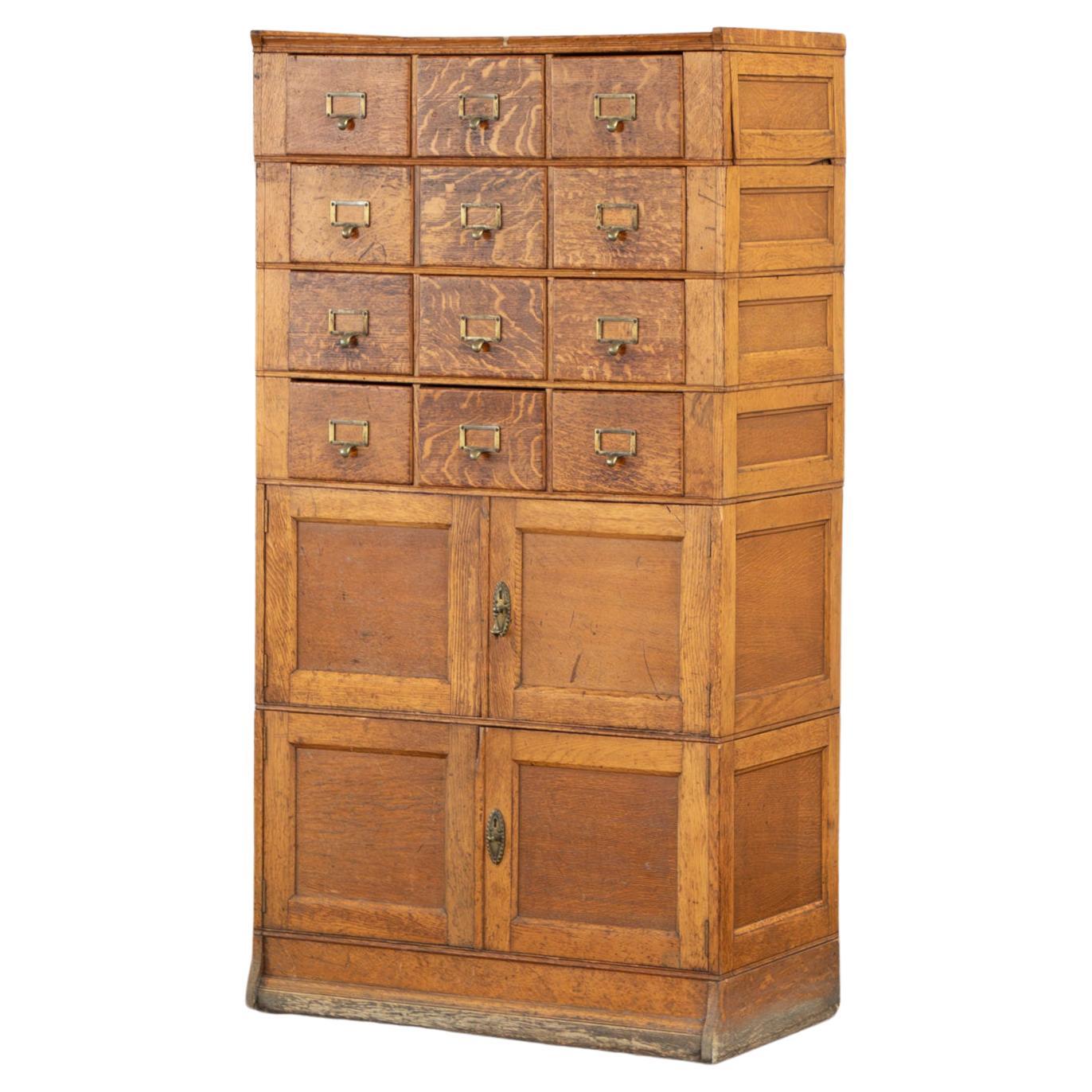 Vintage 1900's oak filling cabinet, haberdashery, apothecary drawers For Sale