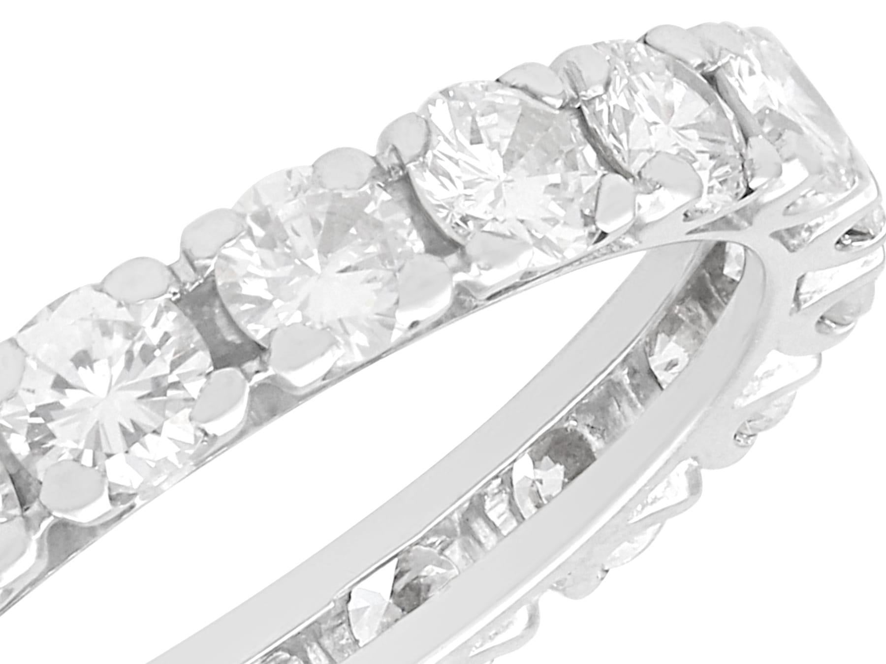 Round Cut Vintage 1.90ct Diamond and 18k White Gold Full Eternity Ring Circa 1950 For Sale