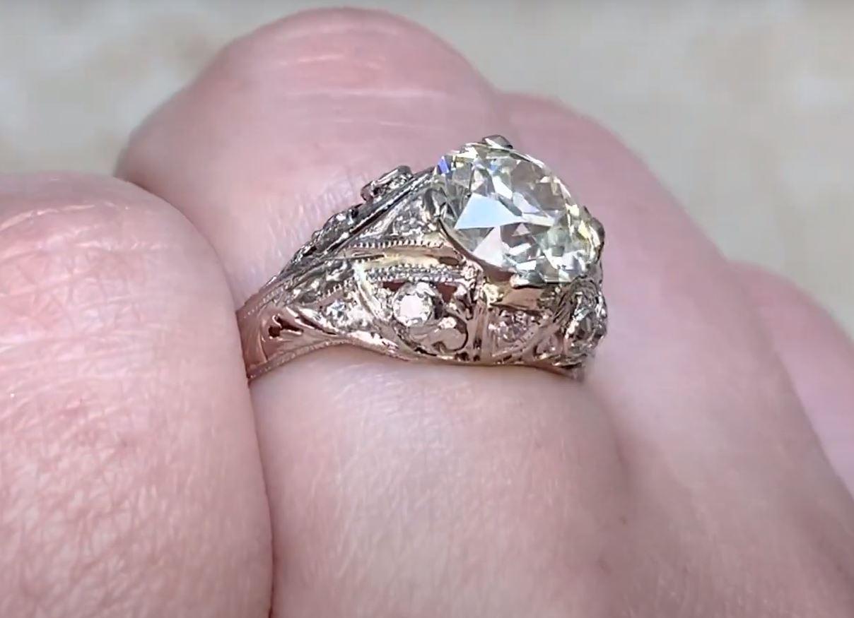 Women's Vintage 1.90ct Old European Cut Diamond Engagement Ring, VS1 Clarity, Platinum For Sale
