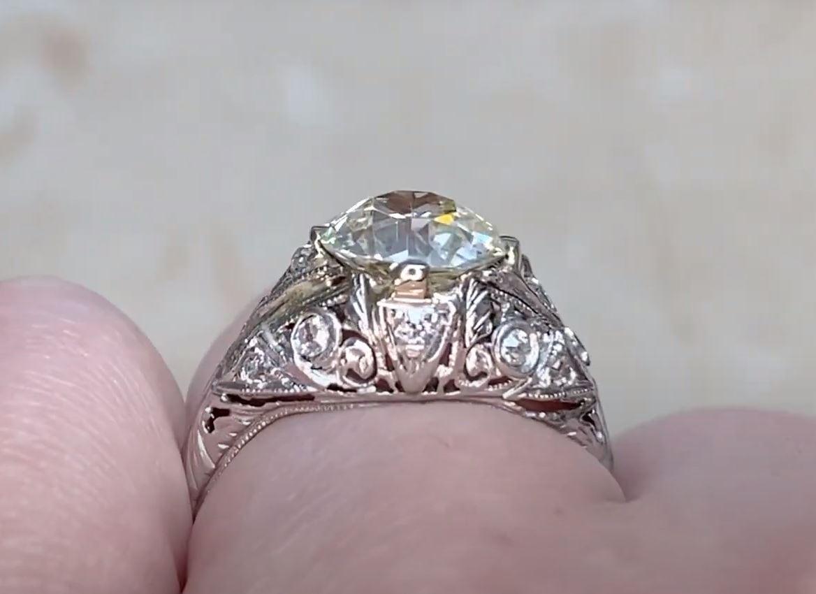 Vintage 1.90ct Old European Cut Diamond Engagement Ring, VS1 Clarity, Platinum For Sale 2