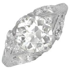 Bague de fiançailles vintage avec diamant taille européenne ancienne de 1,90 carat, pureté VS1, platine