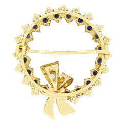 Vintage 1.90ct Sapphire and Diamond Brooch, hallmarked 1962