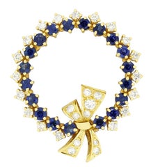 Vintage 1.90ct Sapphire and Diamond Brooch, hallmarked 1962