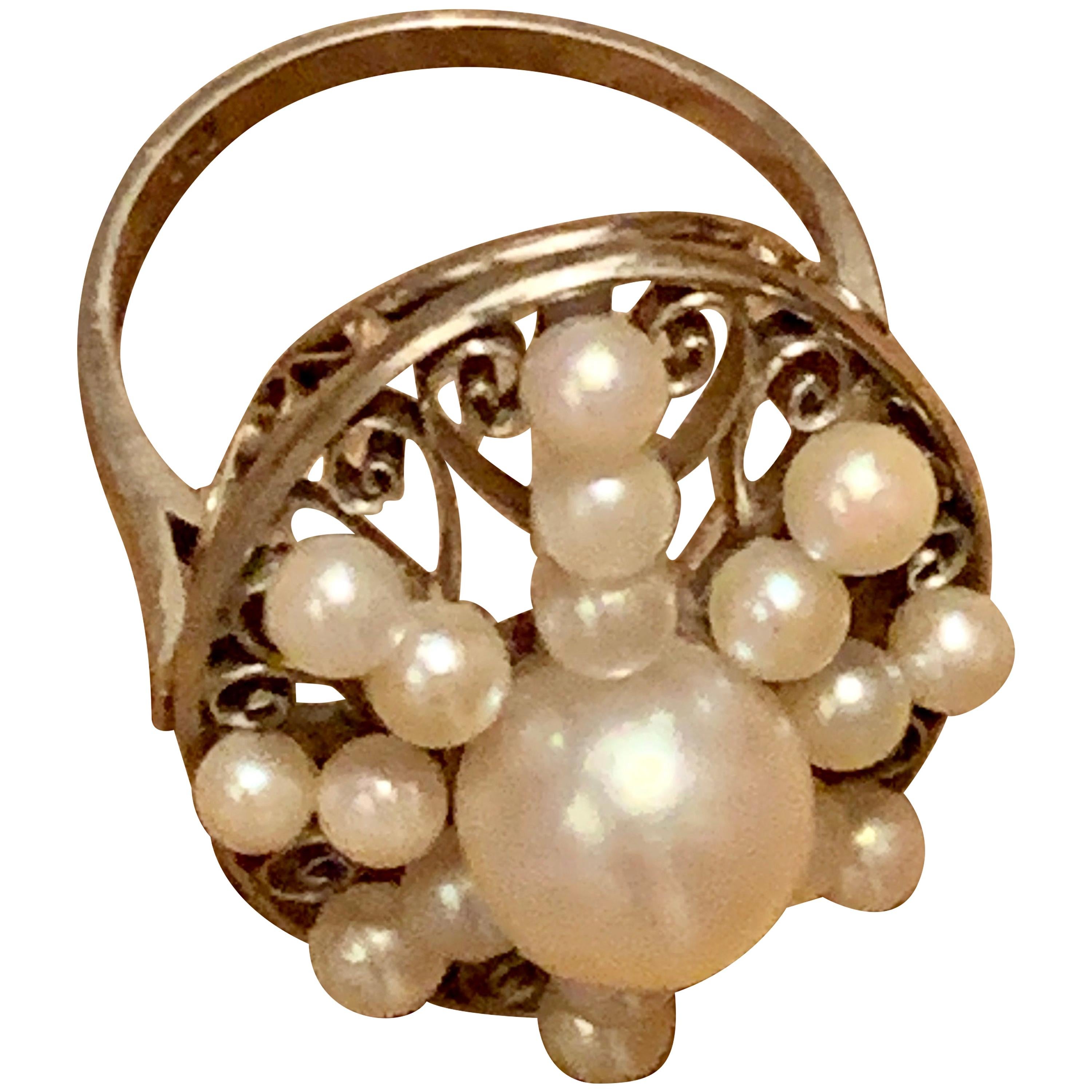 Vintage 1910s-1930s Era Cultured Pearl Platinum Ring