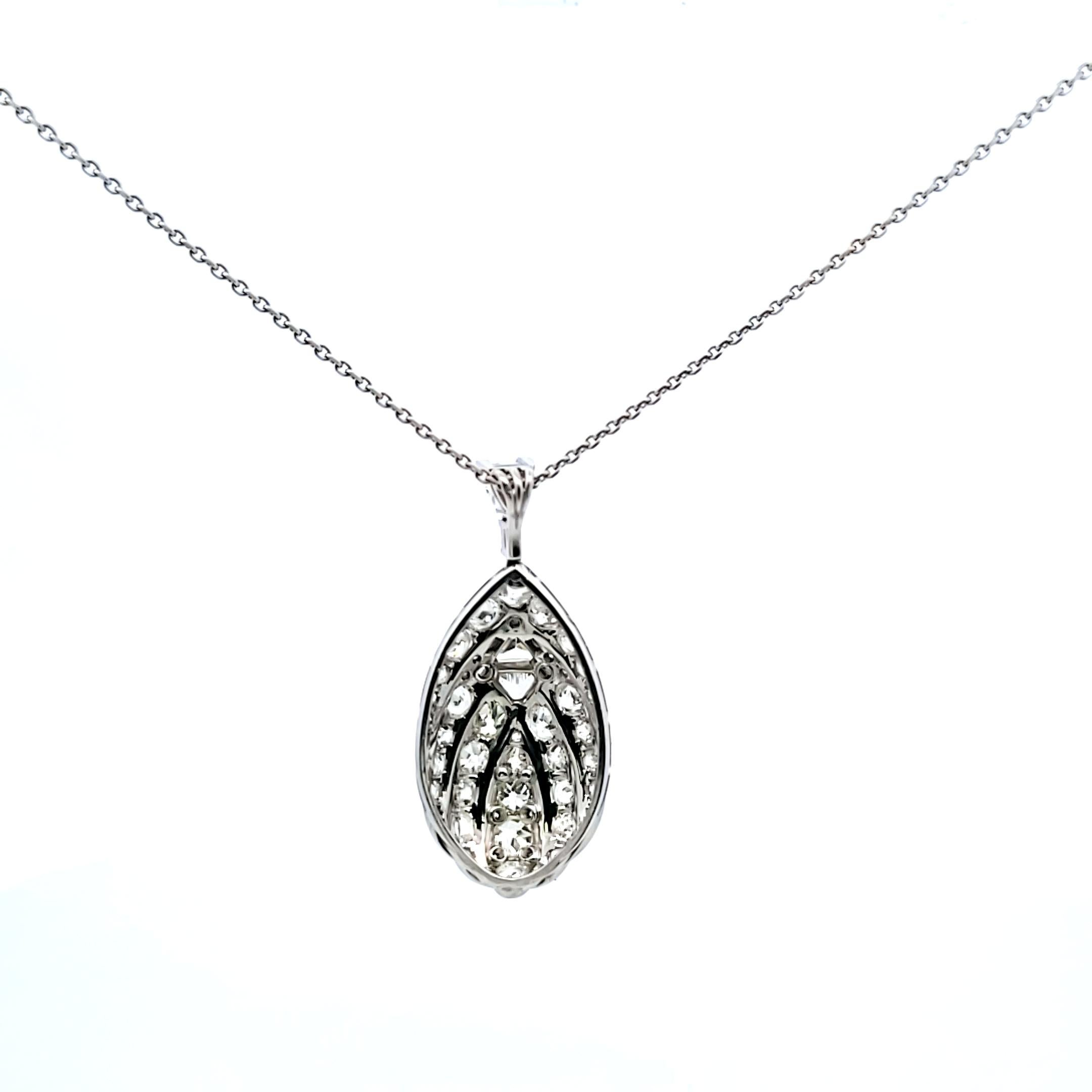 Vintage By 19,10 grammi 6,50 carati J SI1 Collana con diamante in platino in vendita 1