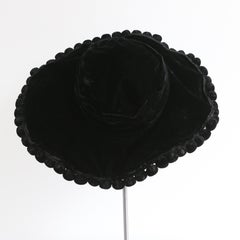 Vintage 1910's Edwardian Silk Velvet Wide Brim Hat