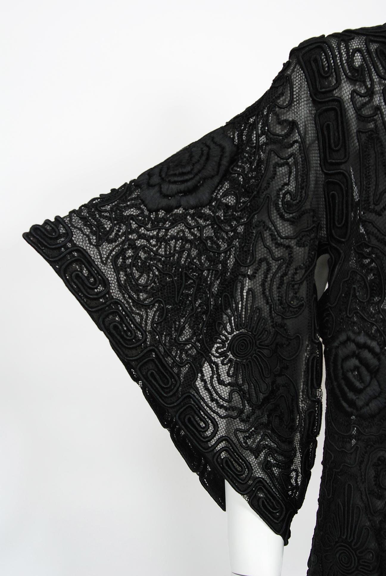 Vintage 1910's Henriette Favre Paris Couture Embroidered Net-Lace Fringed Jacket For Sale 11