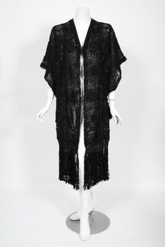 1910's Henriette Favre Paris Haute Couture Embroidered Net-Lace Fringed Jacket