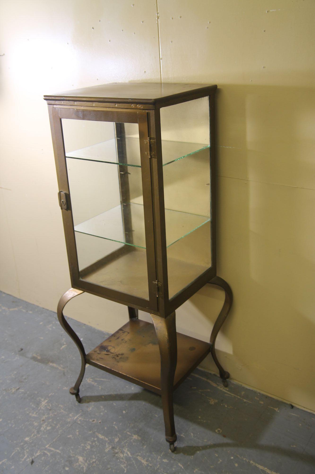antique metal medical cabinet