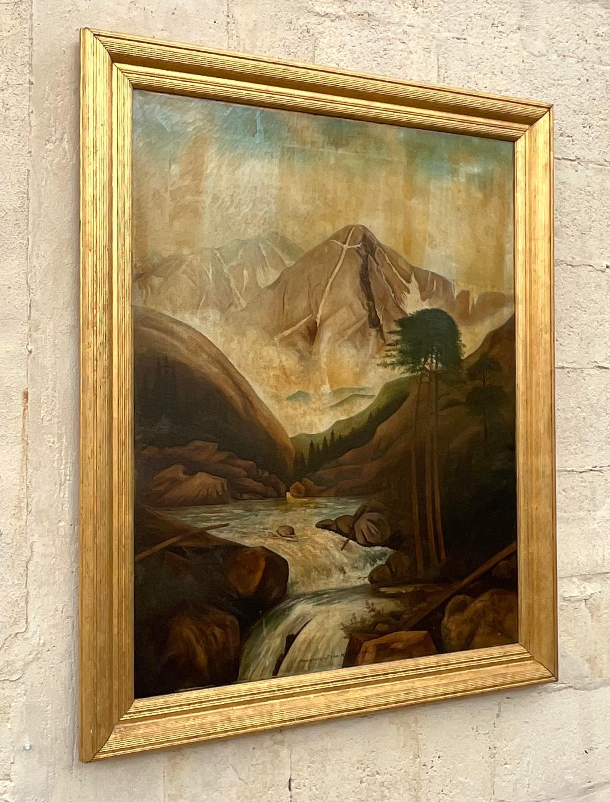 Vintage 1912, peinture à l'huile sur toile Colorado Mount of the Holy Cross Bon état à west palm beach, FL