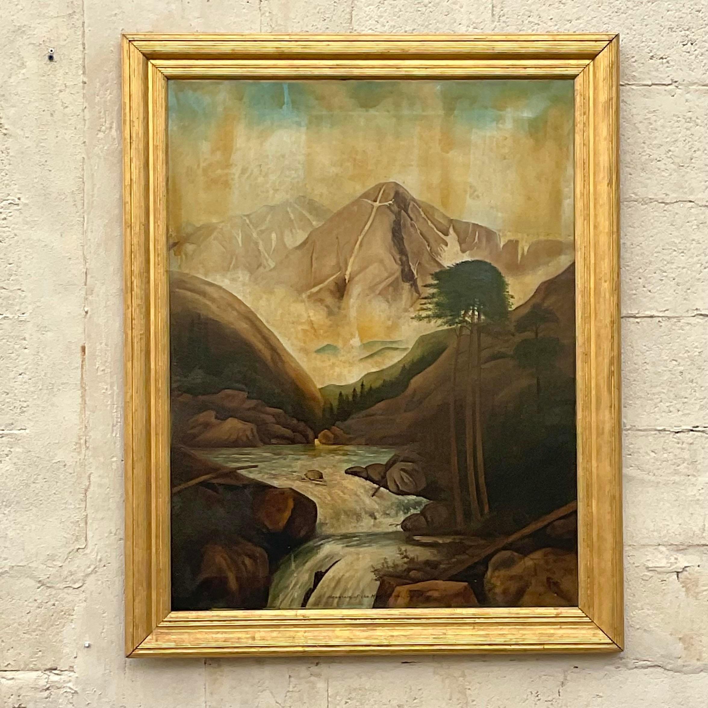 Vintage 1912, peinture à l'huile sur toile Colorado Mount of the Holy Cross 1