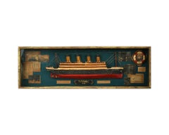 Vintage 1912 Titanic Modelo De Barco En Caja De Cristal Para Sombras
