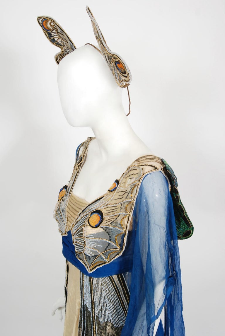 Vintage 1912 Worth Haute Couture Beaded Butterfly Motif Silk Gown and  Headpiece at 1stDibs | house of worth butterfly dress, worth gowns, 1912  clothing style