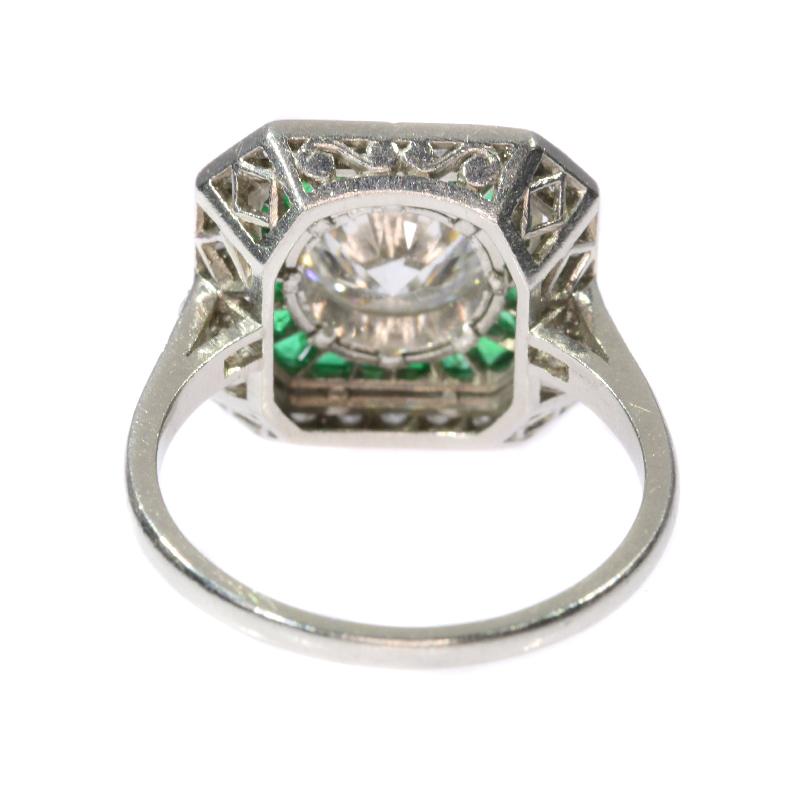 Vintage 1.92 Carat Diamond & Brazilian Emerald Platinum Engagement Ring 4