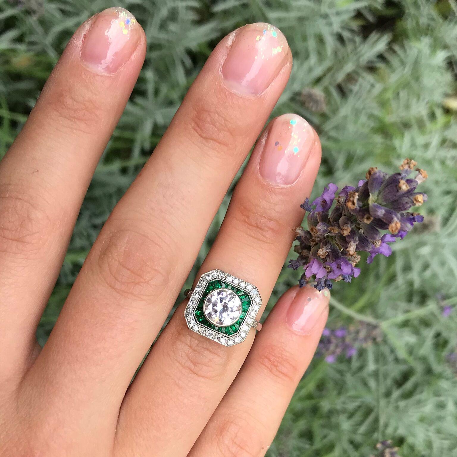 vintage diamond and emerald engagement rings