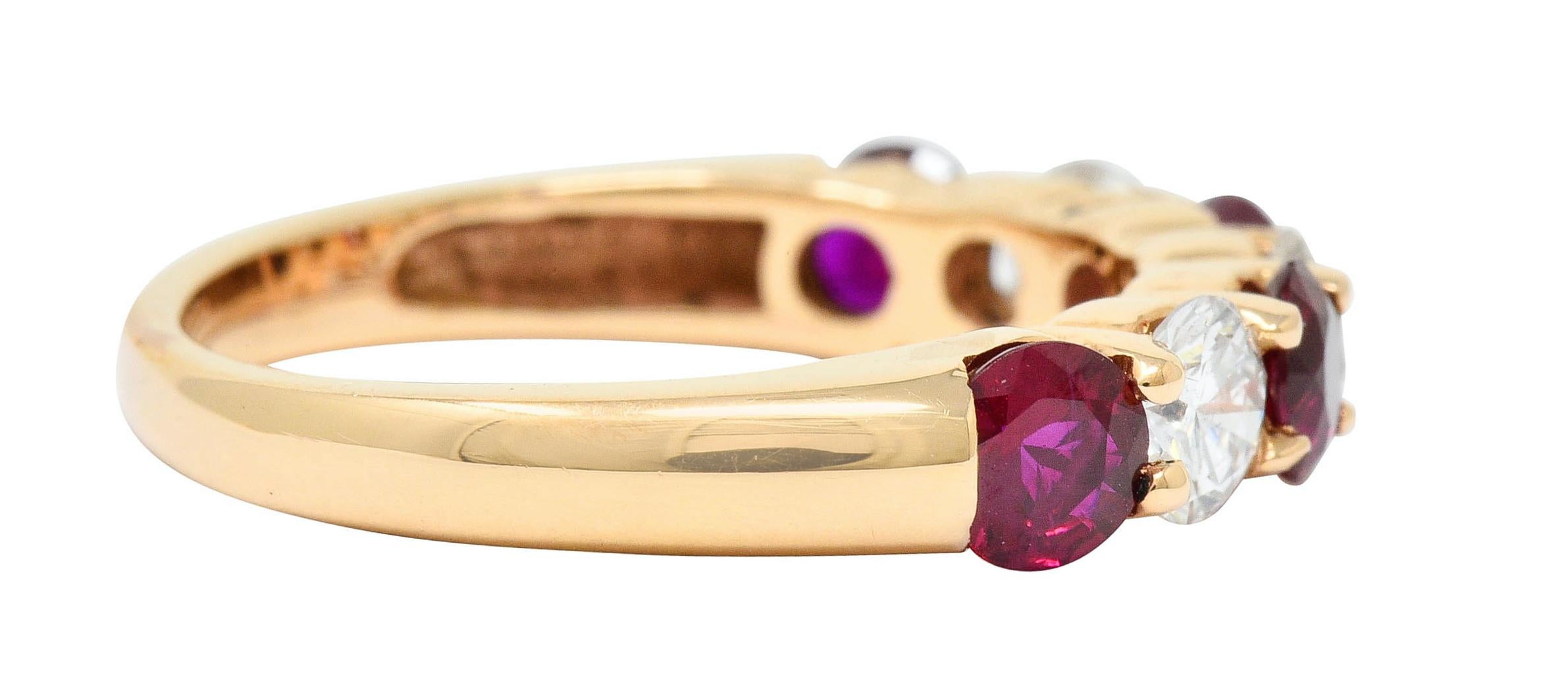 Contemporary Vintage 1.92 Carat Diamond Ruby 18 Karat Rose Gold Band Ring
