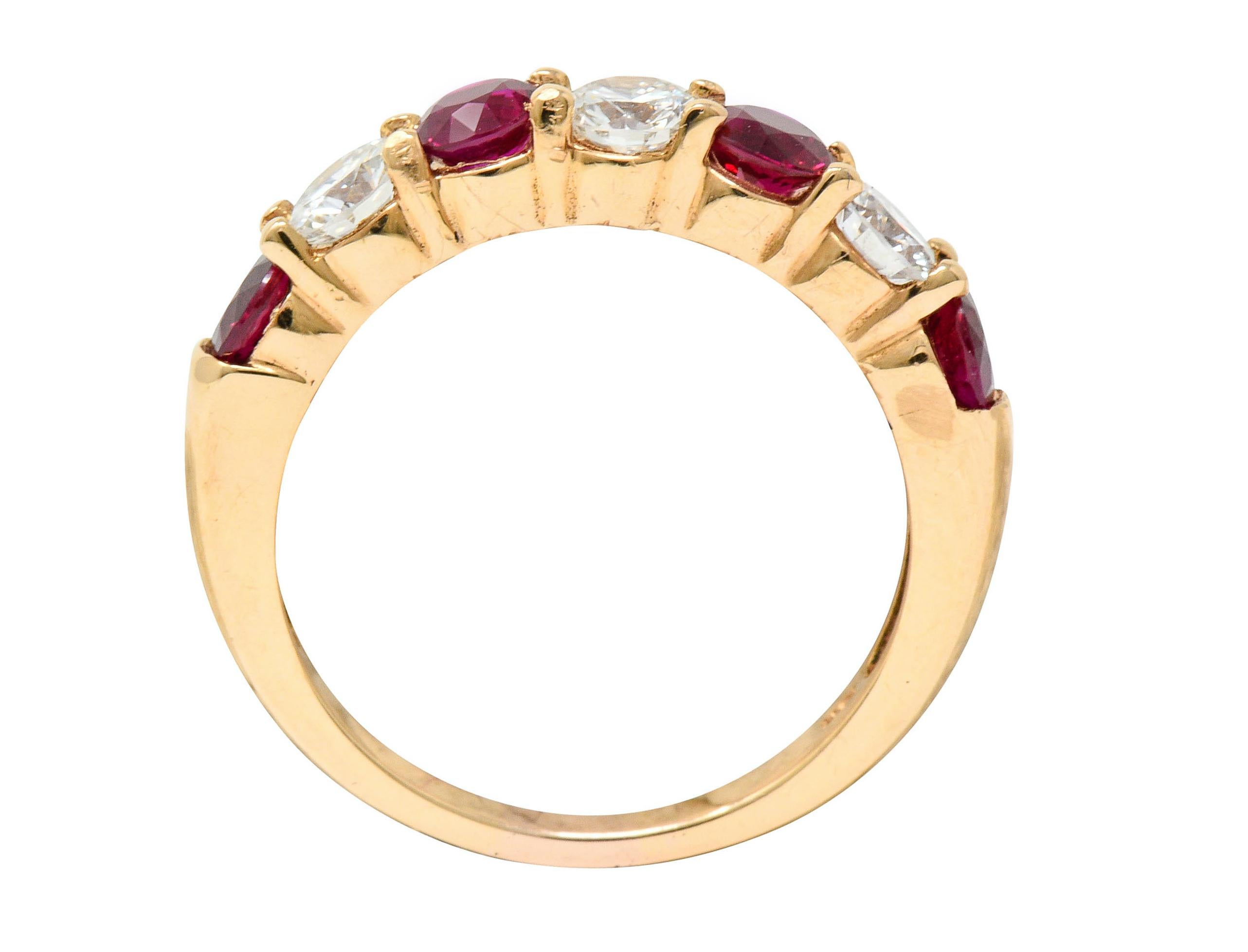 Vintage 1.92 Carat Diamond Ruby 18 Karat Rose Gold Band Ring 1