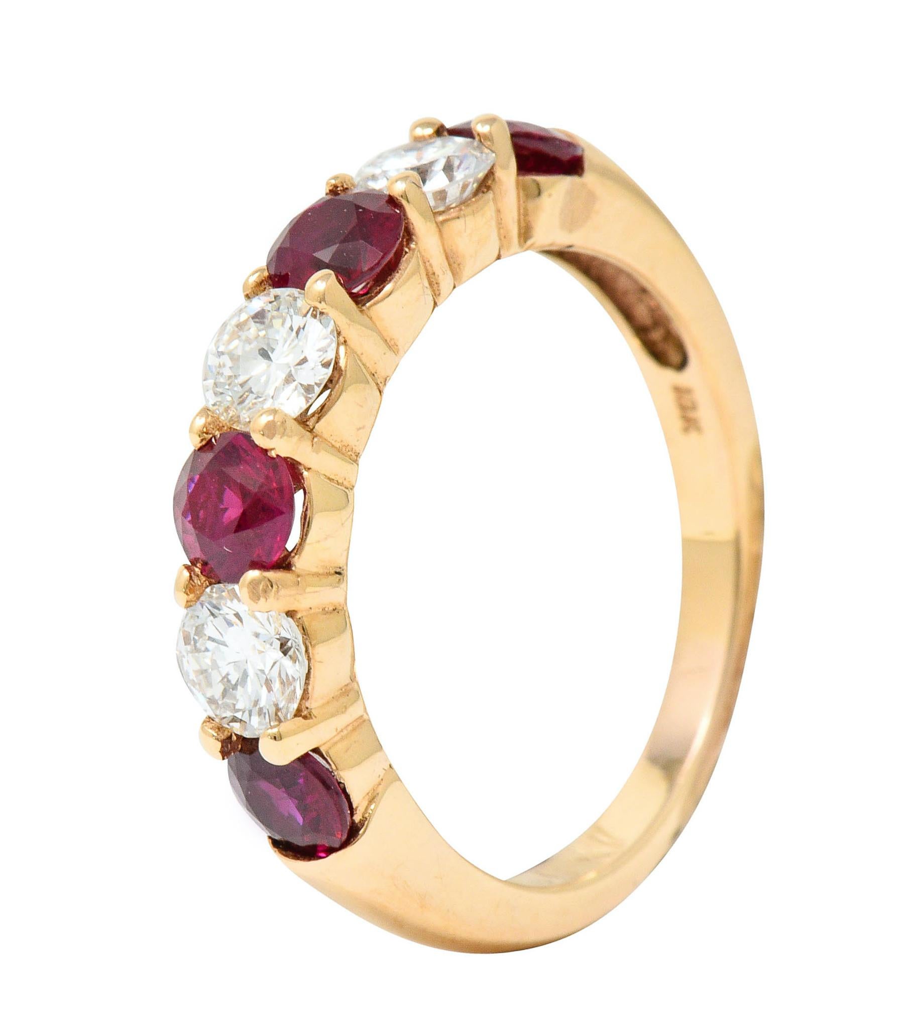 Vintage 1.92 Carat Diamond Ruby 18 Karat Rose Gold Band Ring 2