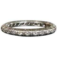 Vintage 1920s-1940s Diamond Eternity Platinum Band - size 6