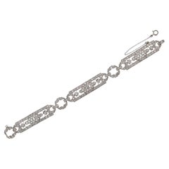 Antique 1920s 4 Carats Antique Diamond Platinum Art Deco Bracelet