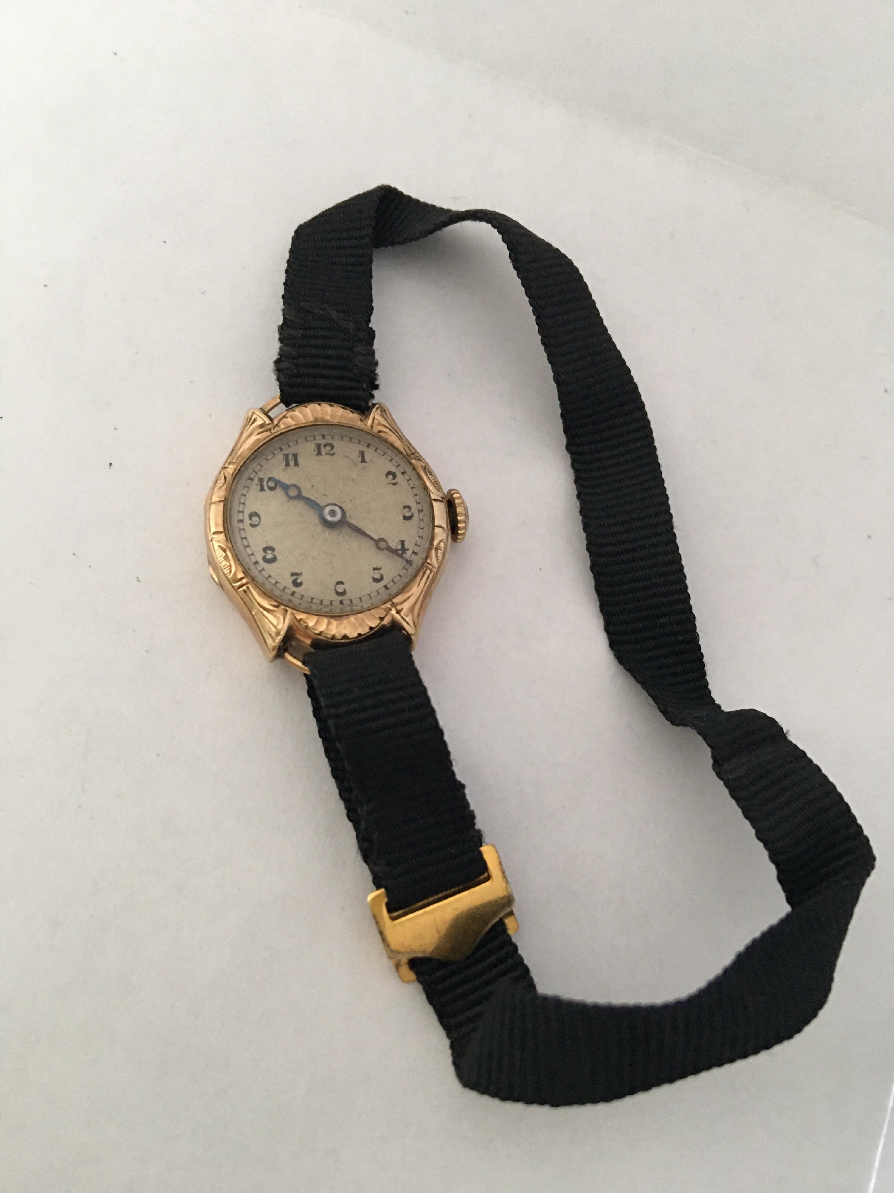 Vintage 1920s 9 Karat Gold Ladies Mechanical Watch For Sale 6