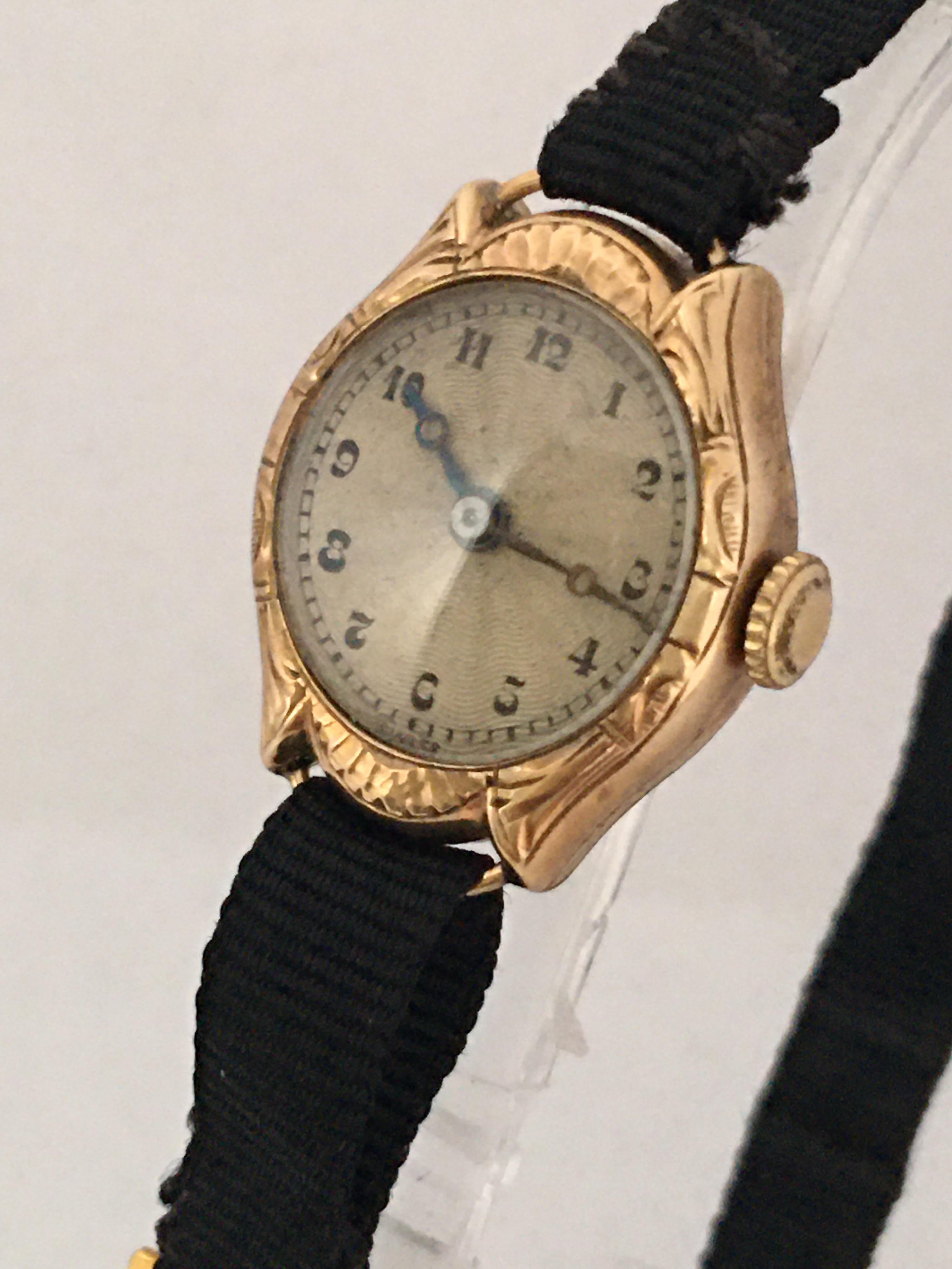 Vintage 1920s 9 Karat Gold Ladies Mechanical Watch For Sale 11