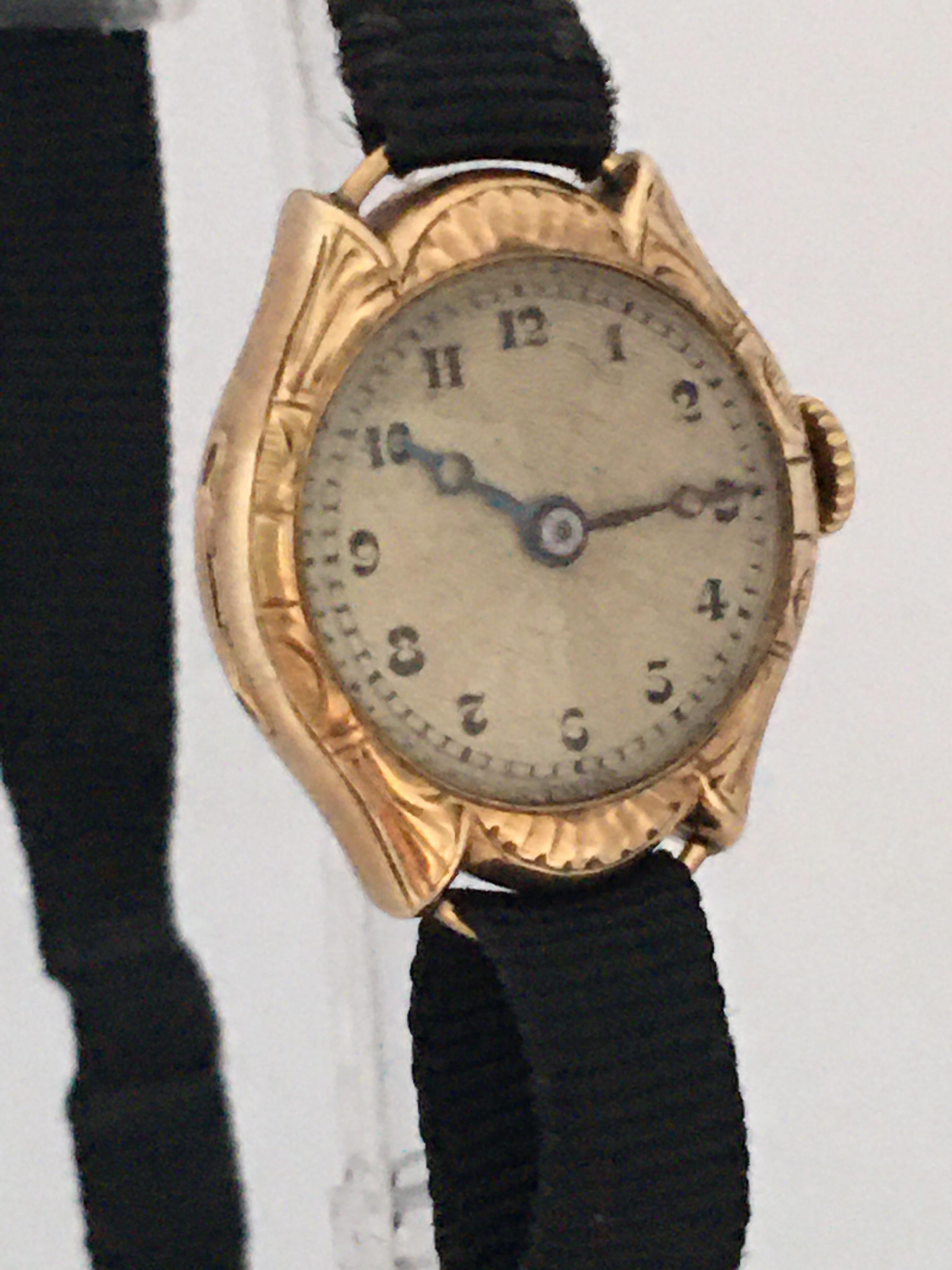 Vintage 1920s 9 Karat Gold Ladies Mechanical Watch For Sale 12