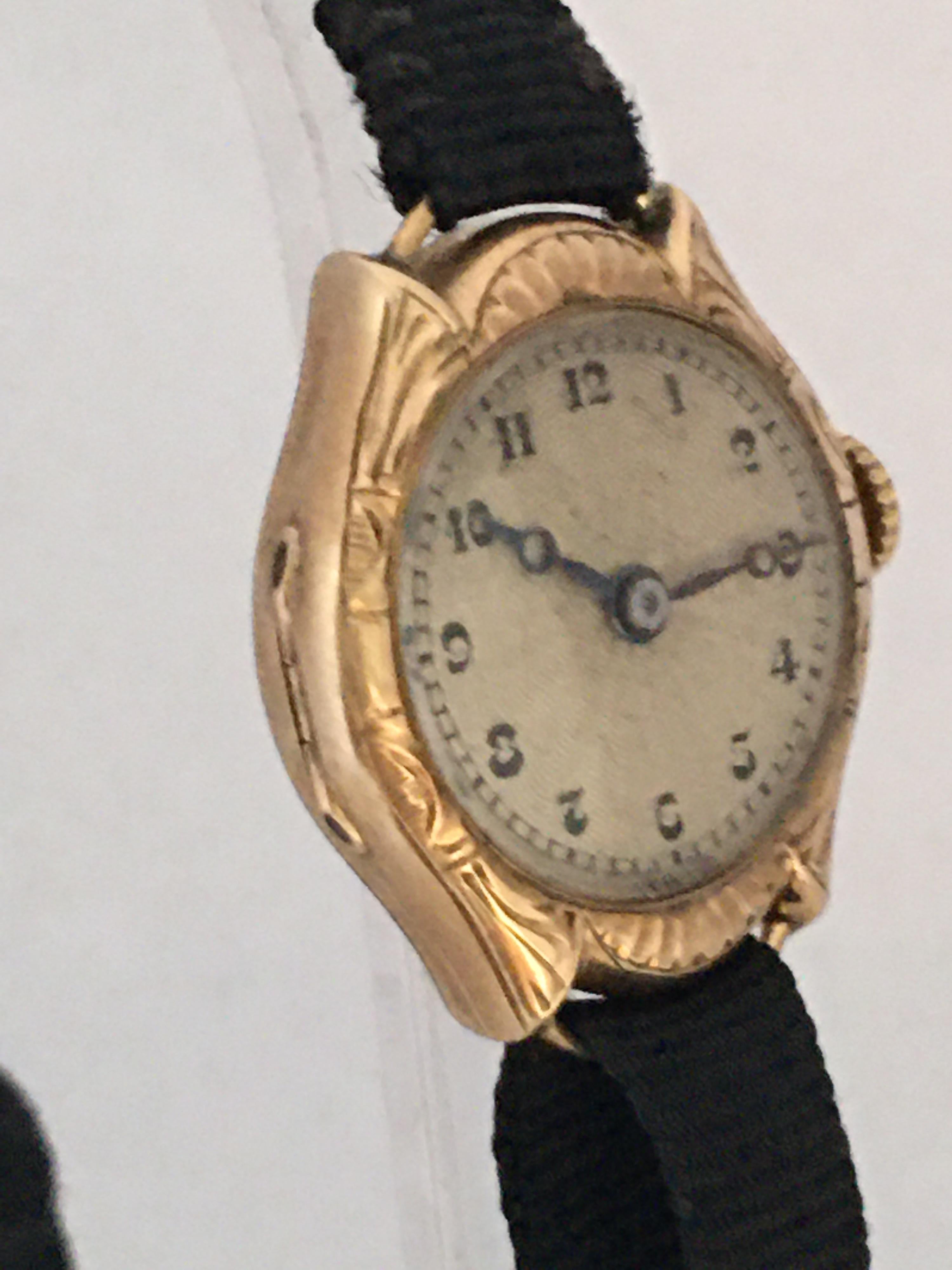 Women's Vintage 1920s 9 Karat Gold Ladies Mechanical Watch For Sale