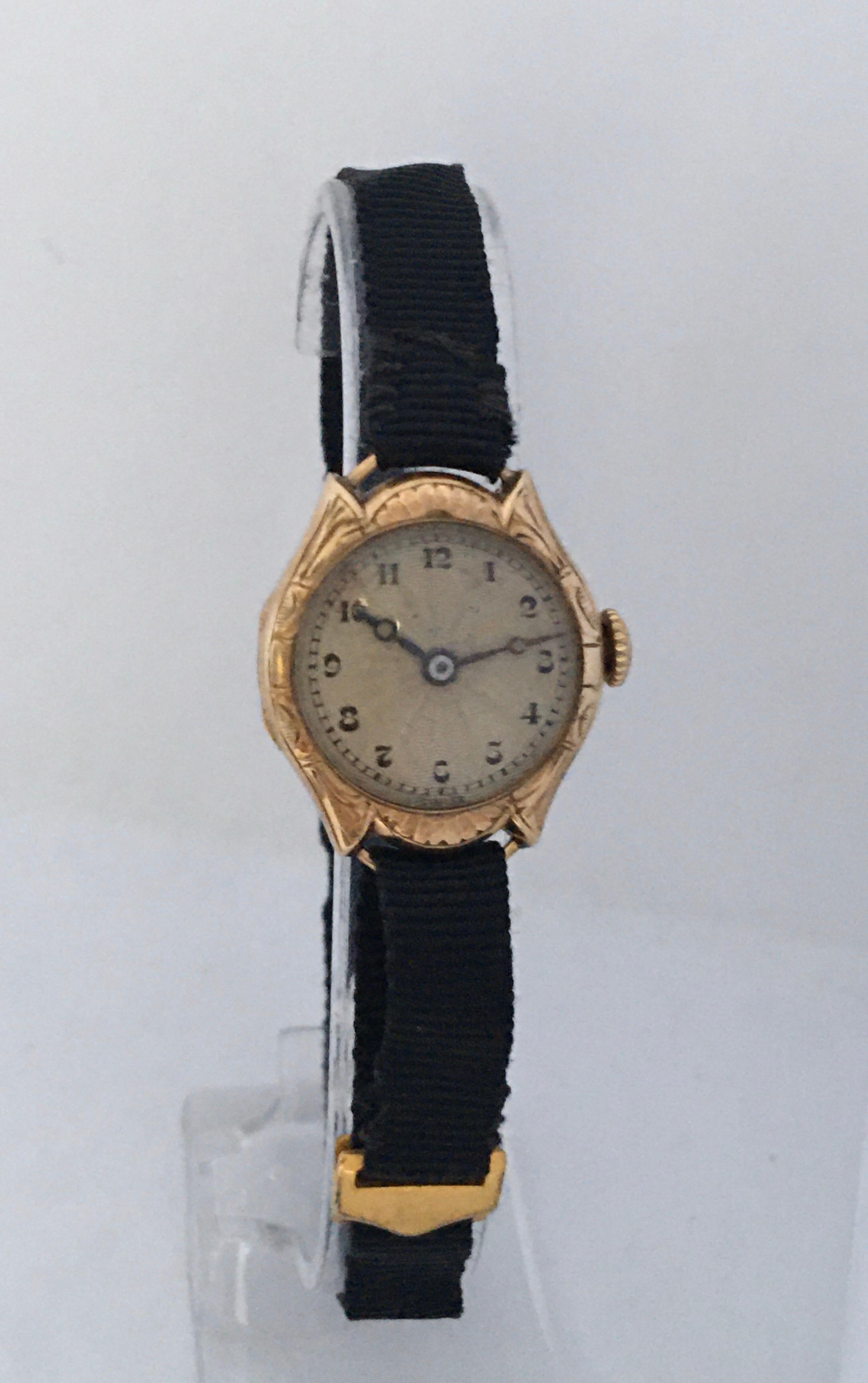 Vintage 1920s 9 Karat Gold Ladies Mechanical Watch For Sale 3