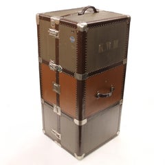 Vintage 1920s Adastra Koffer Canvas German Immigrant Steamer Wardrobe Trunk