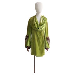 Vintage 1920's Apple Green French Silk Velvet Coat UK 10 US 6