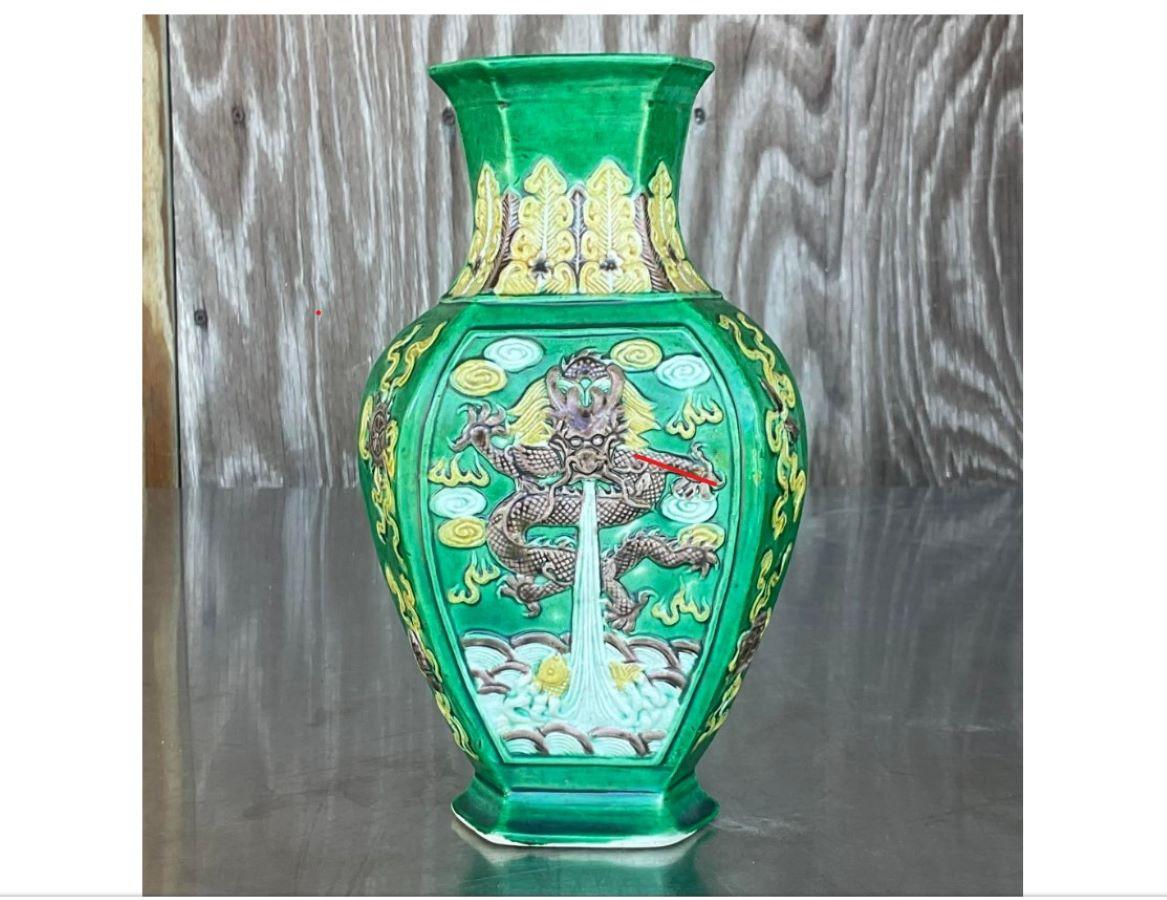 20th Century Vintage 1920s Asian Dragon Vase For Sale