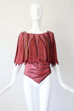 Vintage 1920's Beaded Blouse and Cape Ensemble Cotton Beaded Cape US 4-6 UK 8-10