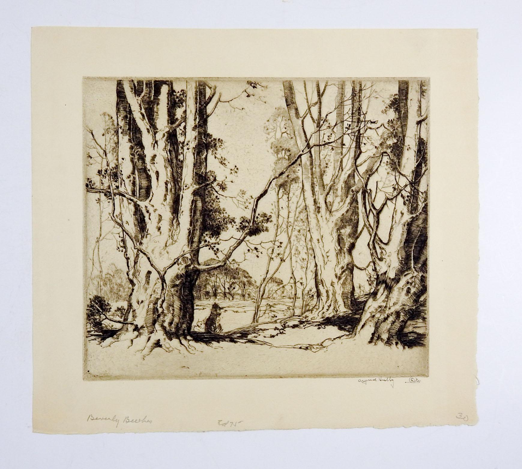 American Vintage 1920s Beverly Beeches by Alfred Hutty Etching For Sale