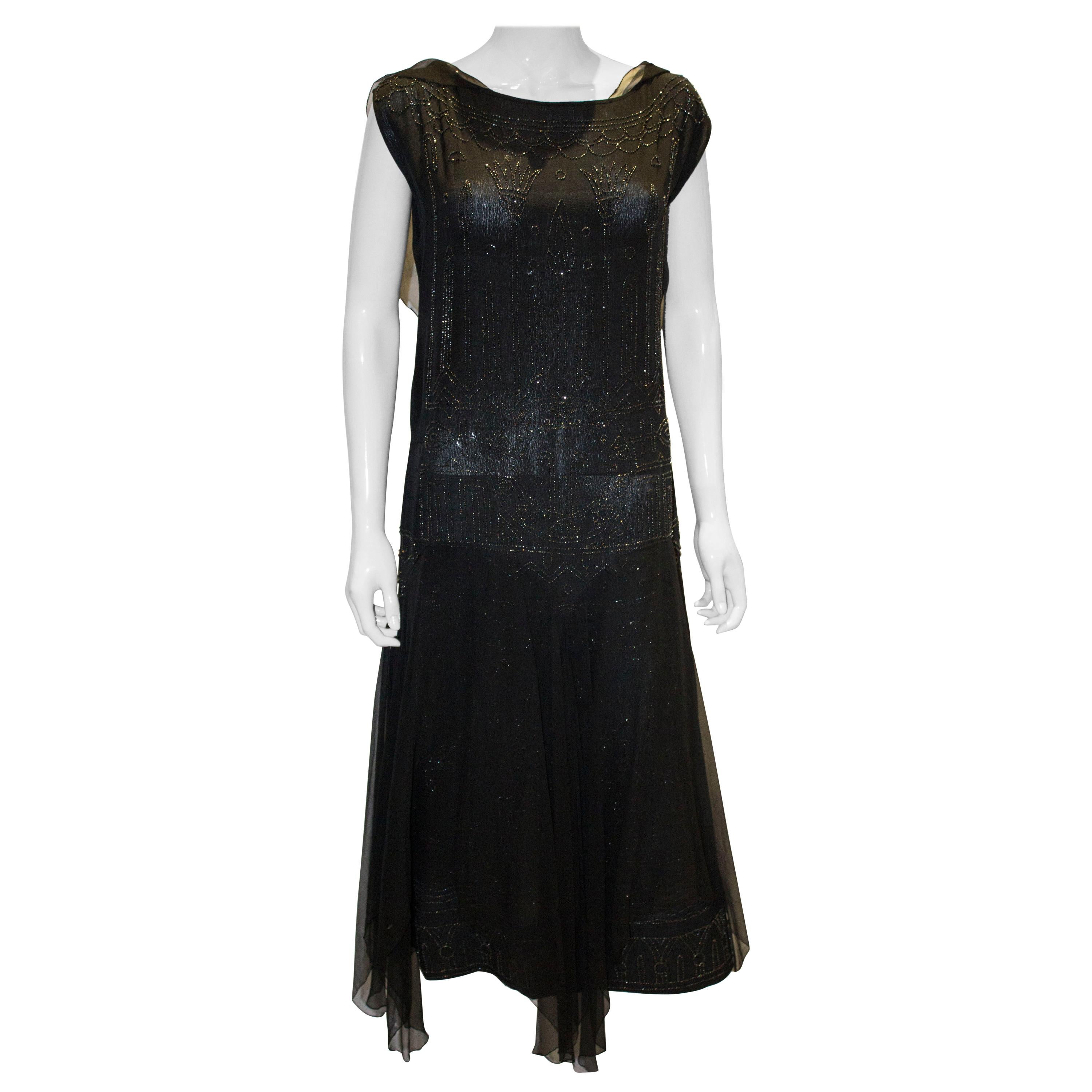 Vintage 1920s Black Beaded Flapper Dress at 1stDibs | black 1920s ...