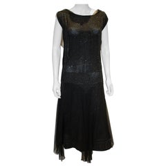 Vintage 1920s Black Beaded Flapper Dress