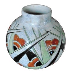 Vintage 1920's Boche Freres La Louviers Art Deco Ceramic Vase ~ Belgium