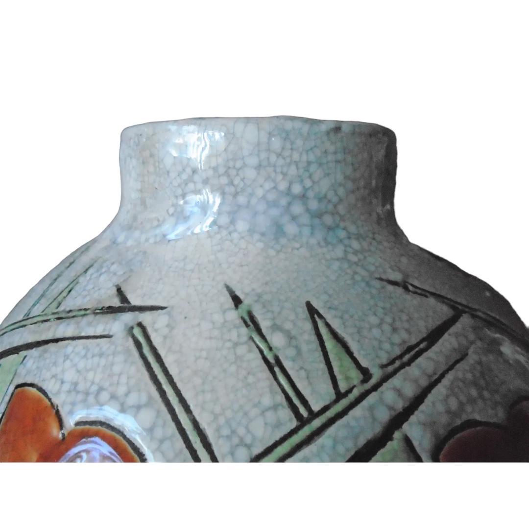 Belgian Vintage 1920’s Boche Freres La Louvier Art Deco Ceramic Vase ~ Belgium For Sale