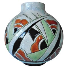 Vintage 1920’s Boche Freres La Louvier Art Deco Ceramic Vase ~ Belgium