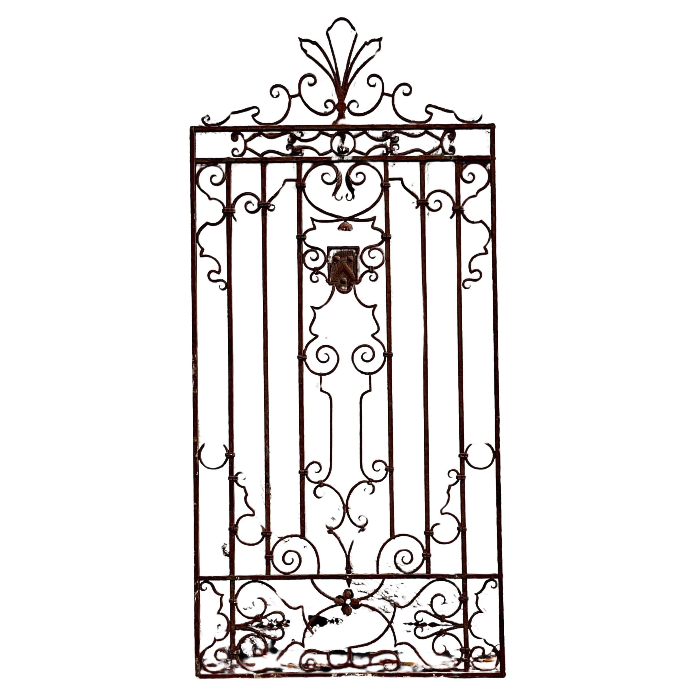 Vintage 1920s Boho Palm Beach Wrought Iron Gate After Mizner For Sale