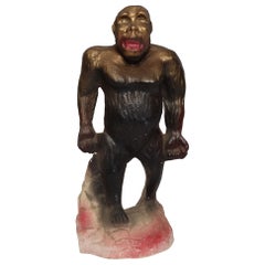 Vintage 1920s Carved and Painted Chalkware King Kong Sculpture